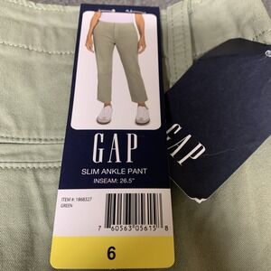 New With Tags Gap Women's Slim Ankle Pant Olive Green Size 6 Preppy Casual Pants